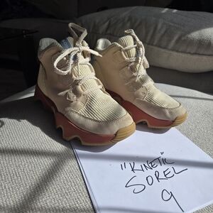 Sorel Kinetic Sneakers in Cream and Red